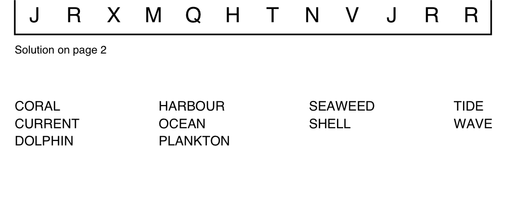 Word list in four columns