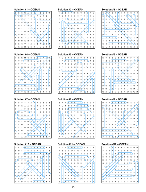 Twelve solution grids on one page